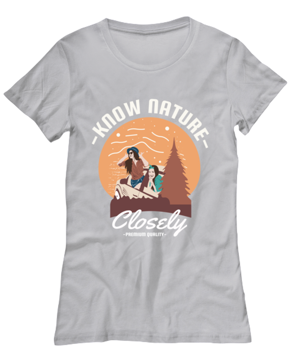 Know Nature Closely, grey Women's Tee. Model 60074