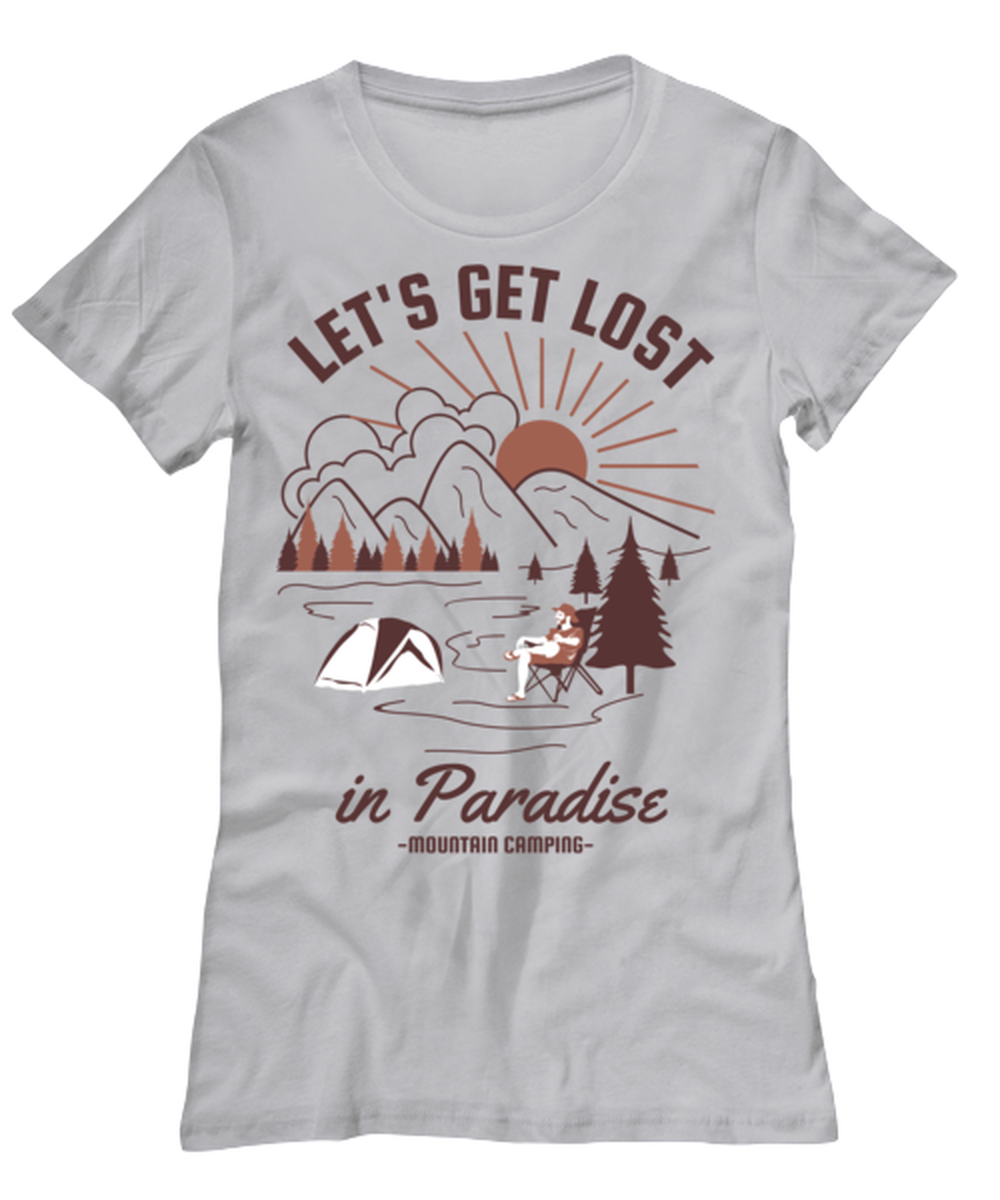 Lets Get Lost In Paradise, grey Women's Tee. Model 60074