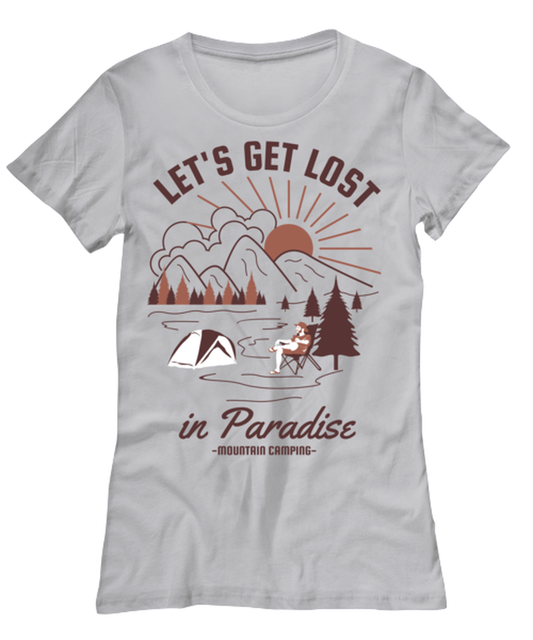 Lets Get Lost In Paradise, grey Women's Tee. Model 60074