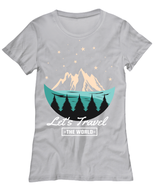 Lets Travel the World, grey Women's Tee. Model 60074