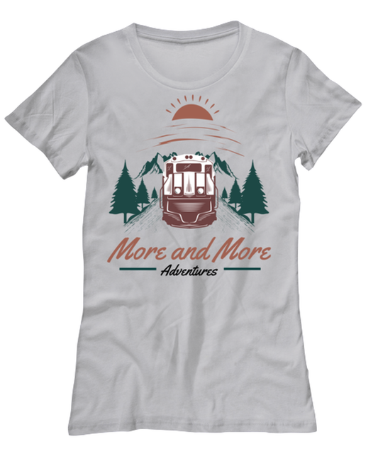 More and More Adventure, grey Women's Tee. Model 60074