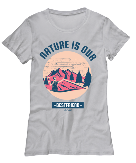 Nature is Our Best Friend, grey Women's Tee. Model 60074