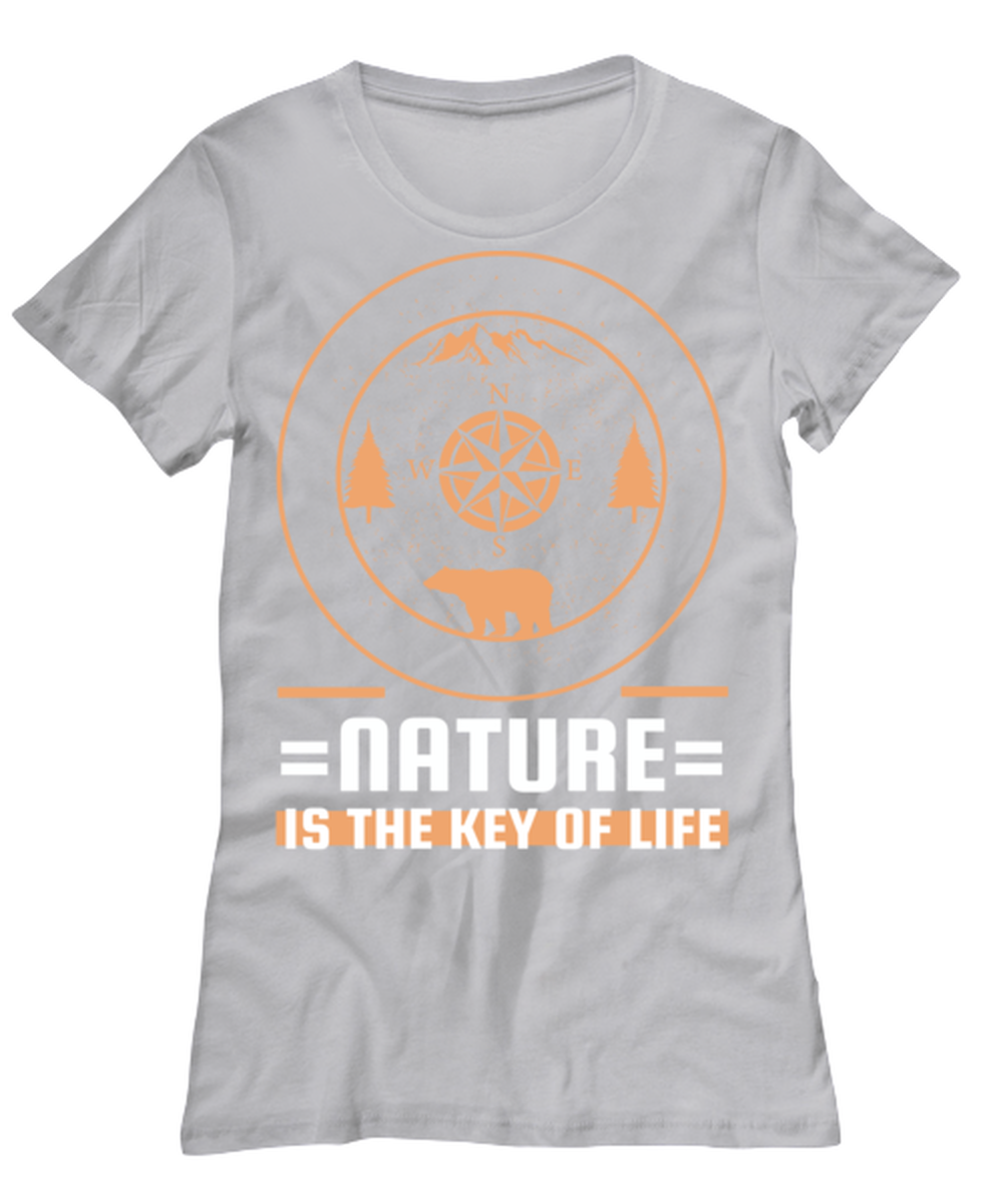 Nature is the Key to Life, grey Women's Tee. Model 60074