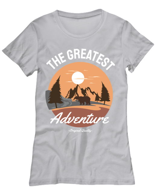 The Greatest Adventure, grey Women's Tee. Model 60074