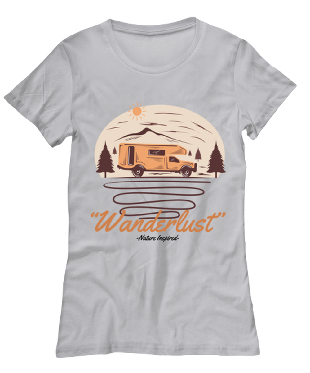 Wanderlust , grey Women's Tee. Model 60074