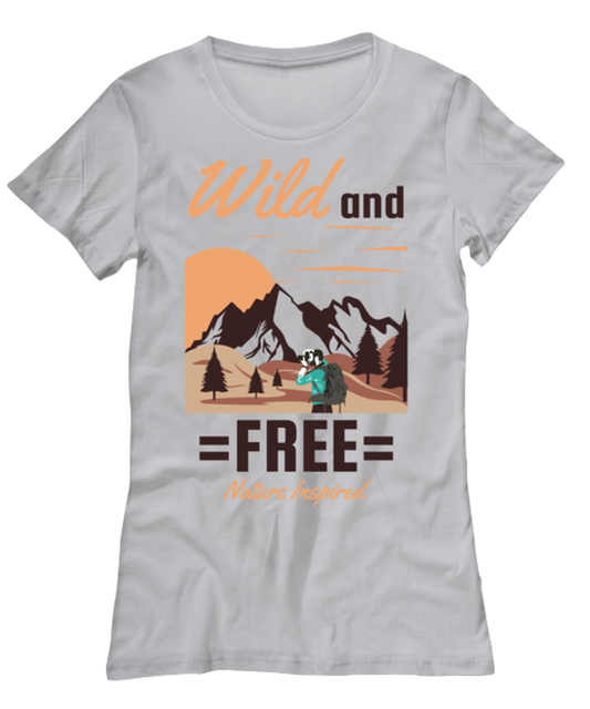 Wild and Free, grey Women's Tee. Model 60074