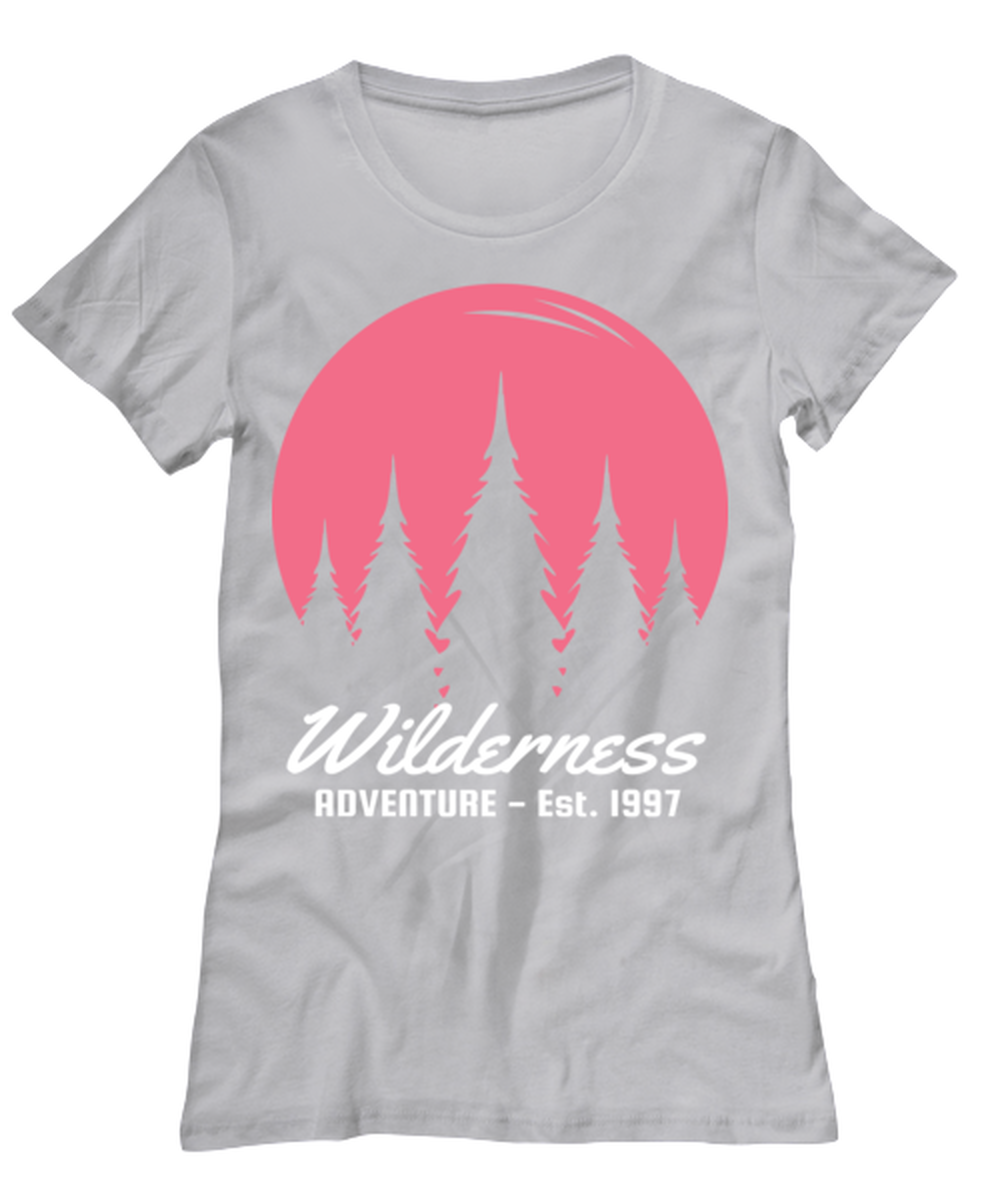 Wilderness Adventures, grey Women's Tee. Model 60074