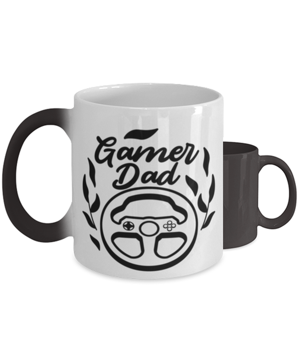 Gamer Dad ,  Heat Sensitive Color Changing Coffee Mug, Magic Coffee Cup. Model 60075
