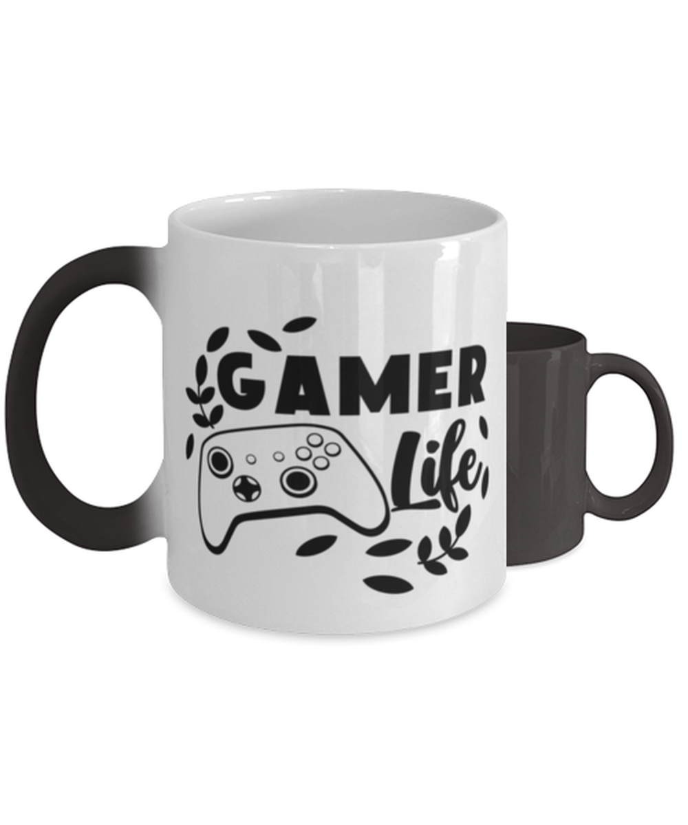 Gamer life ,  Heat Sensitive Color Changing Coffee Mug, Magic Coffee Cup. Model 60075