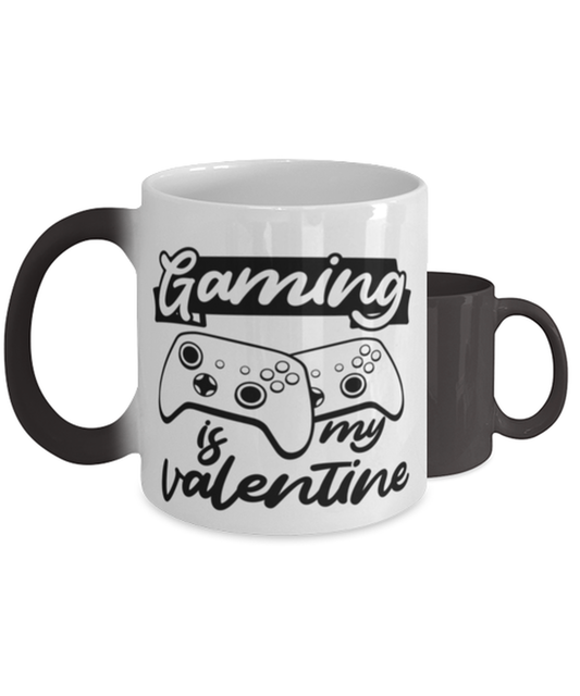 Gaming is my valentine ,  Heat Sensitive Color Changing Coffee Mug, Magic Coffee Cup. Model 60075