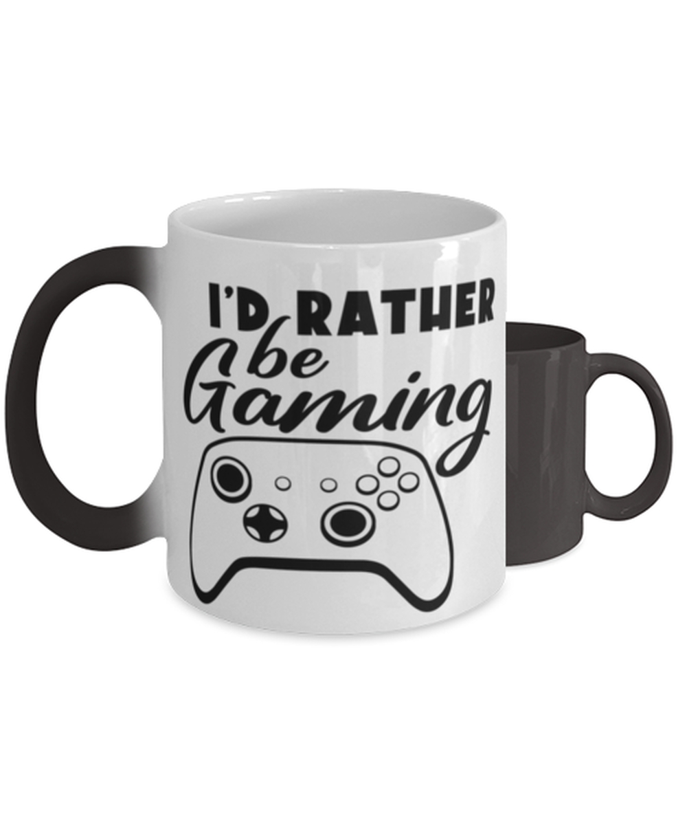 I'd rather be gaming ,  Heat Sensitive Color Changing Coffee Mug, Magic Coffee Cup. Model 60075