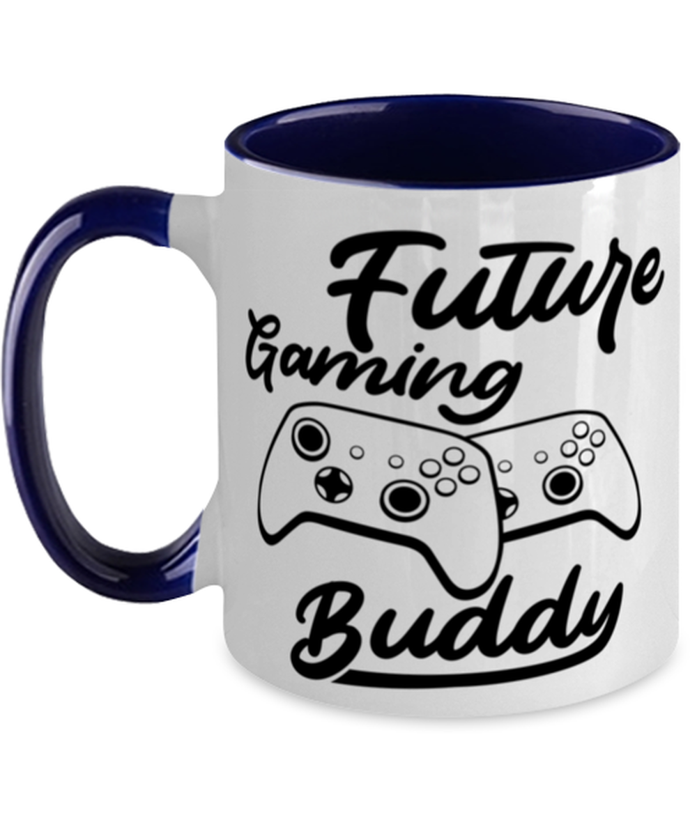 Future gaming buddy , navy Two Tone Coffee Mug. Model 60075