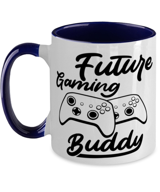 Future gaming buddy , navy Two Tone Coffee Mug. Model 60075