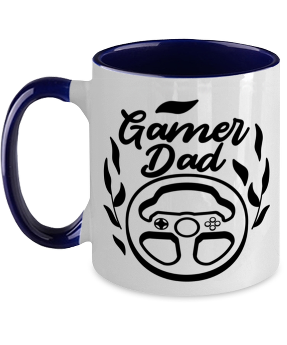 Gamer Dad , navy Two Tone Coffee Mug. Model 60075