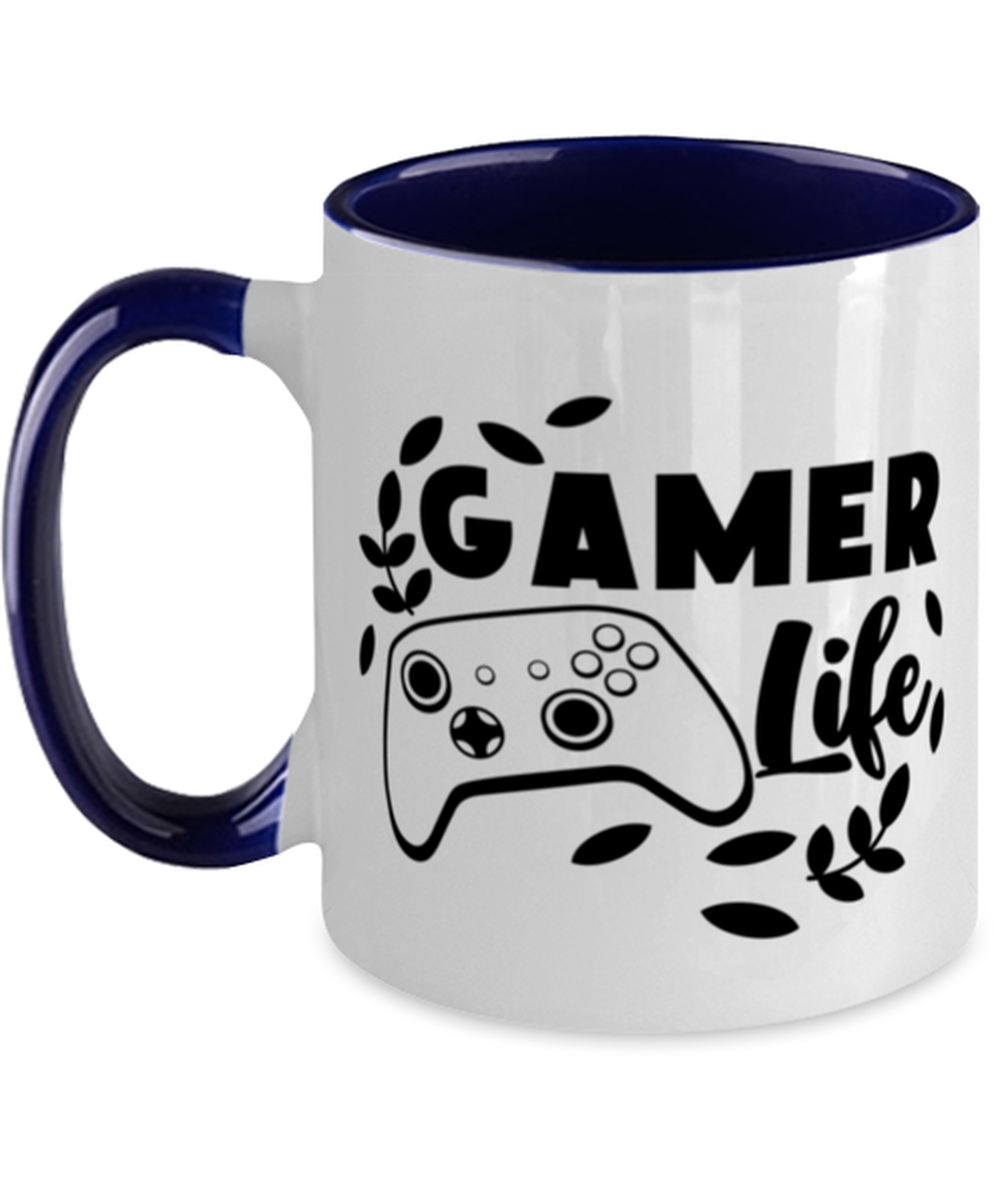 Gamer life , navy Two Tone Coffee Mug. Model 60075