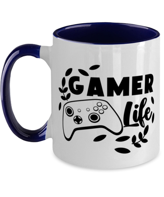 Gamer life , navy Two Tone Coffee Mug. Model 60075