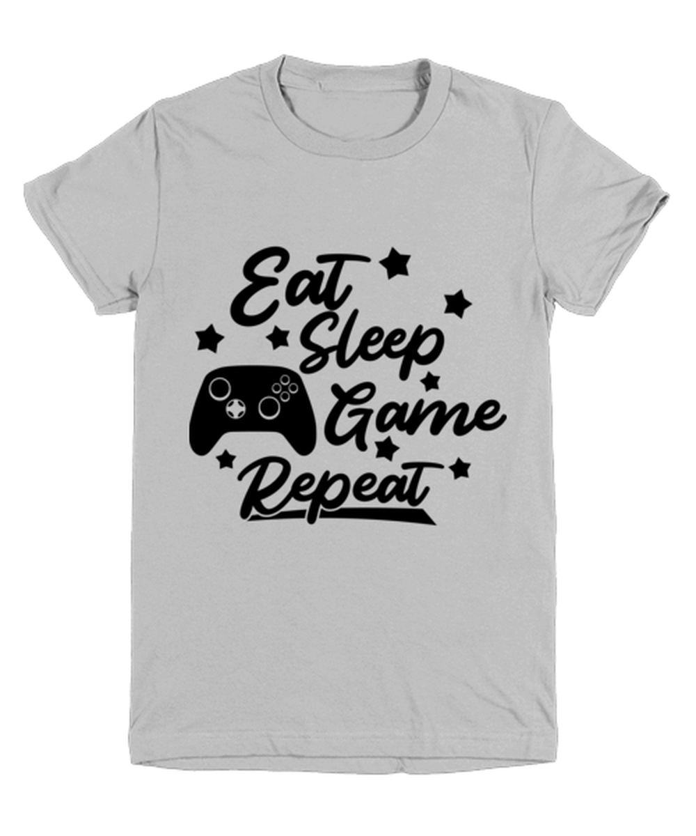 Eat-sleep-game-repeat , ash Youth Tee. Model 60077