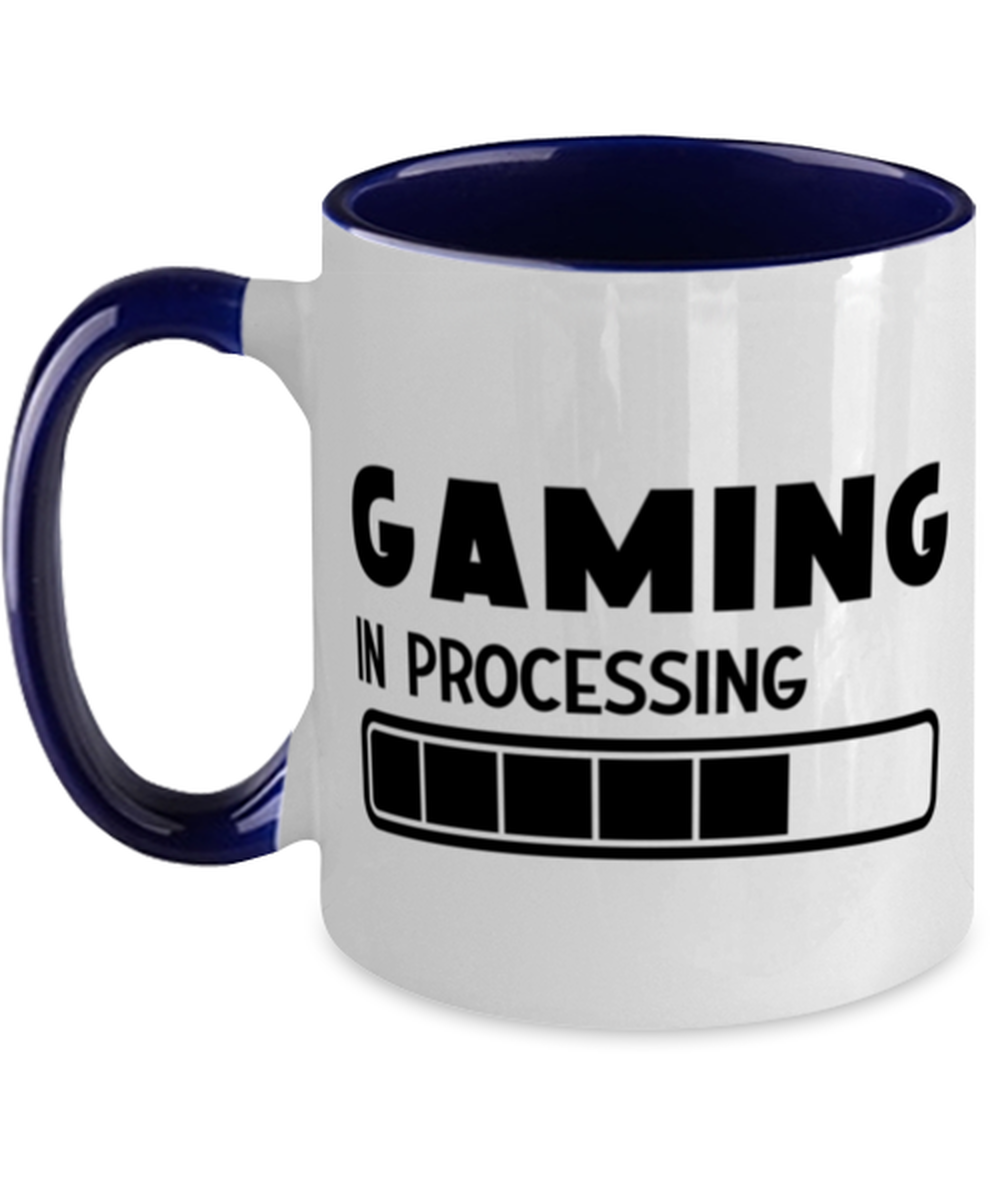 Gaming in processing , navy Two Tone Coffee Mug. Model 60075