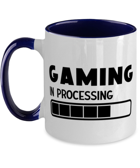 Gaming in processing , navy Two Tone Coffee Mug. Model 60075