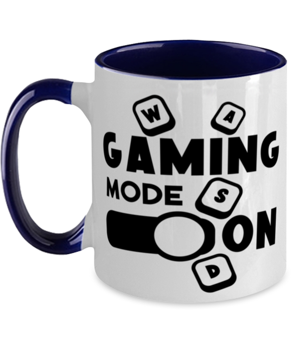 Gaming mode on , navy Two Tone Coffee Mug. Model 60075