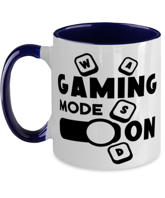 Gaming mode on , navy Two Tone Coffee Mug. Model 60075