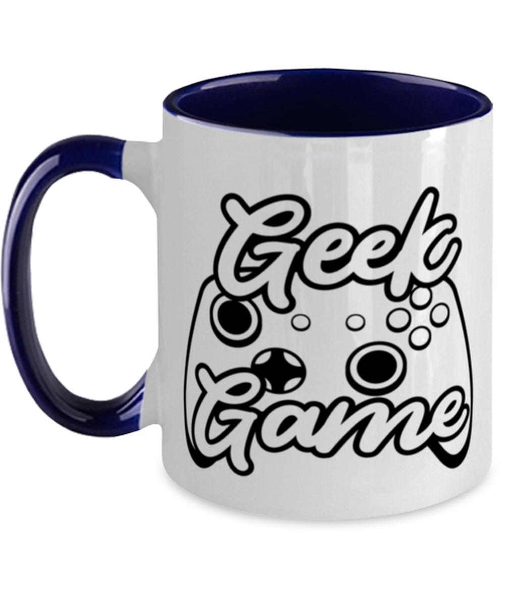Geek game , navy Two Tone Coffee Mug. Model 60075