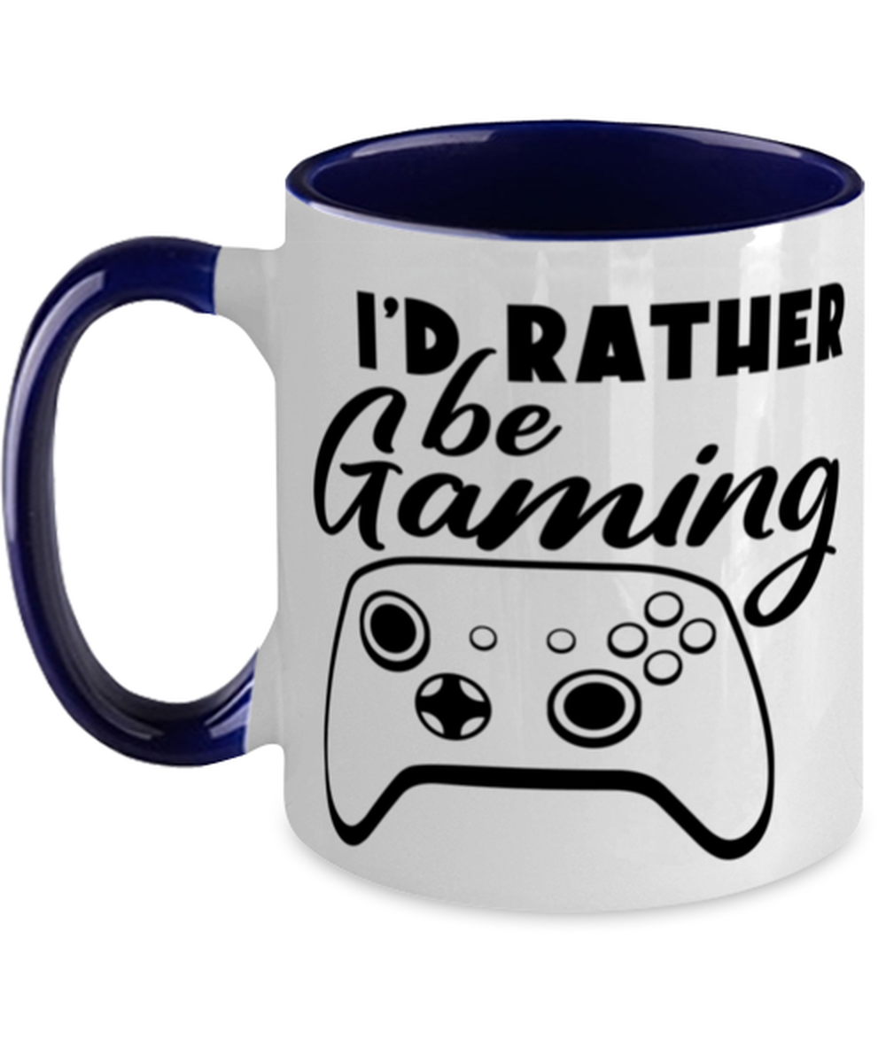 I'd rather be gaming , navy Two Tone Coffee Mug. Model 60075