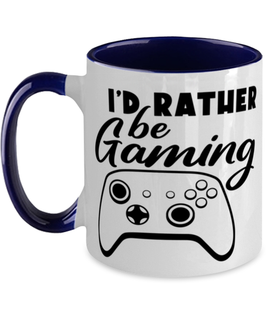 I'd rather be gaming , navy Two Tone Coffee Mug. Model 60075