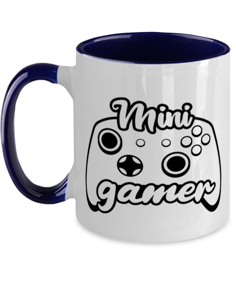 Mini gamer , navy Two Tone Coffee Mug. Model 60075