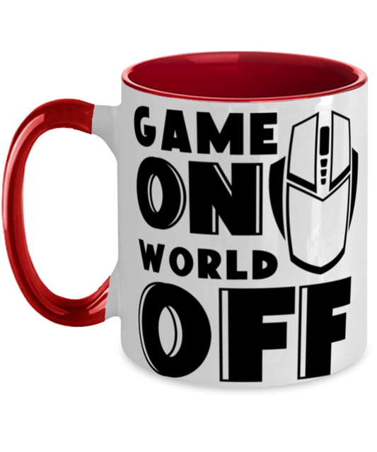 Game on world off , red Two Tone Coffee Mug. Model 60075