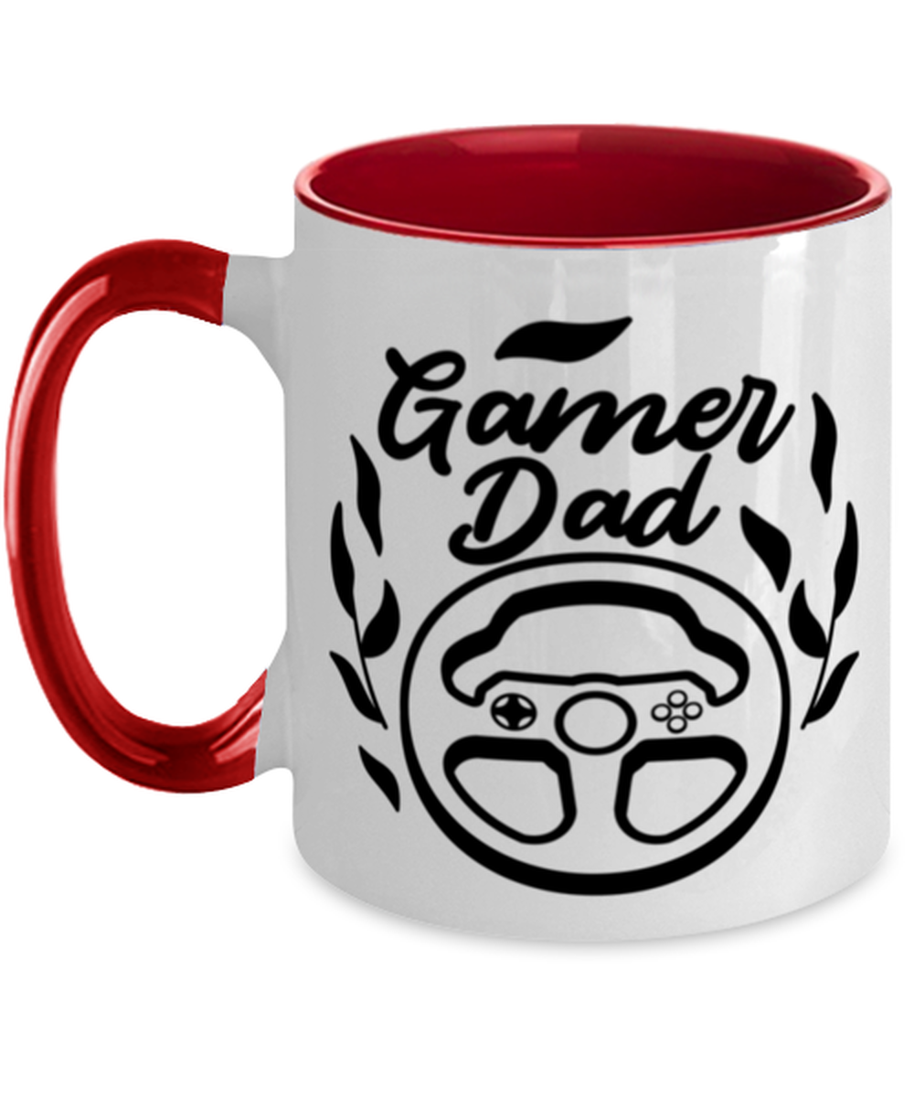 Gamer Dad , red Two Tone Coffee Mug. Model 60075