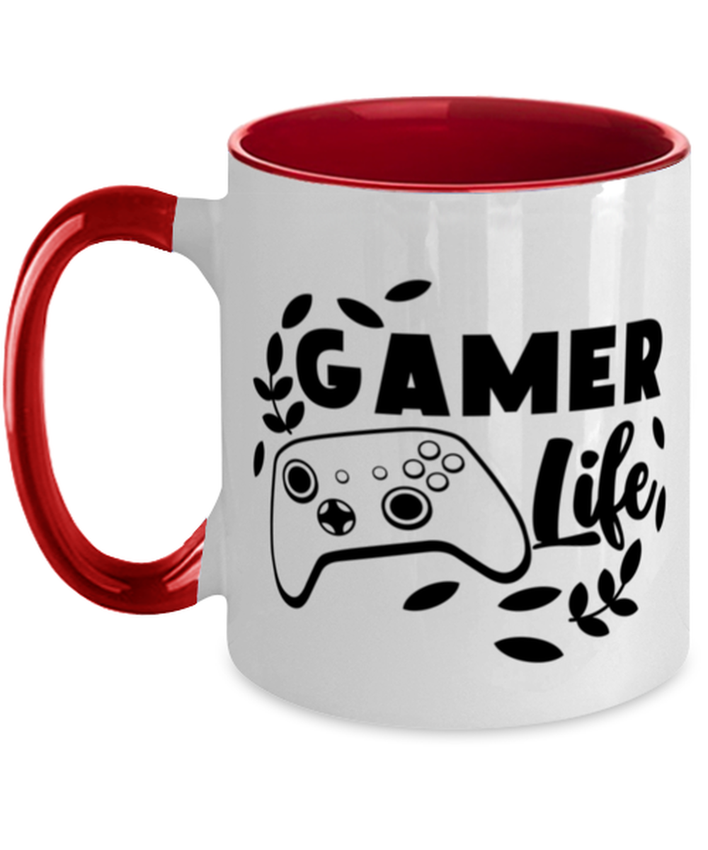 Gamer life , red Two Tone Coffee Mug. Model 60075