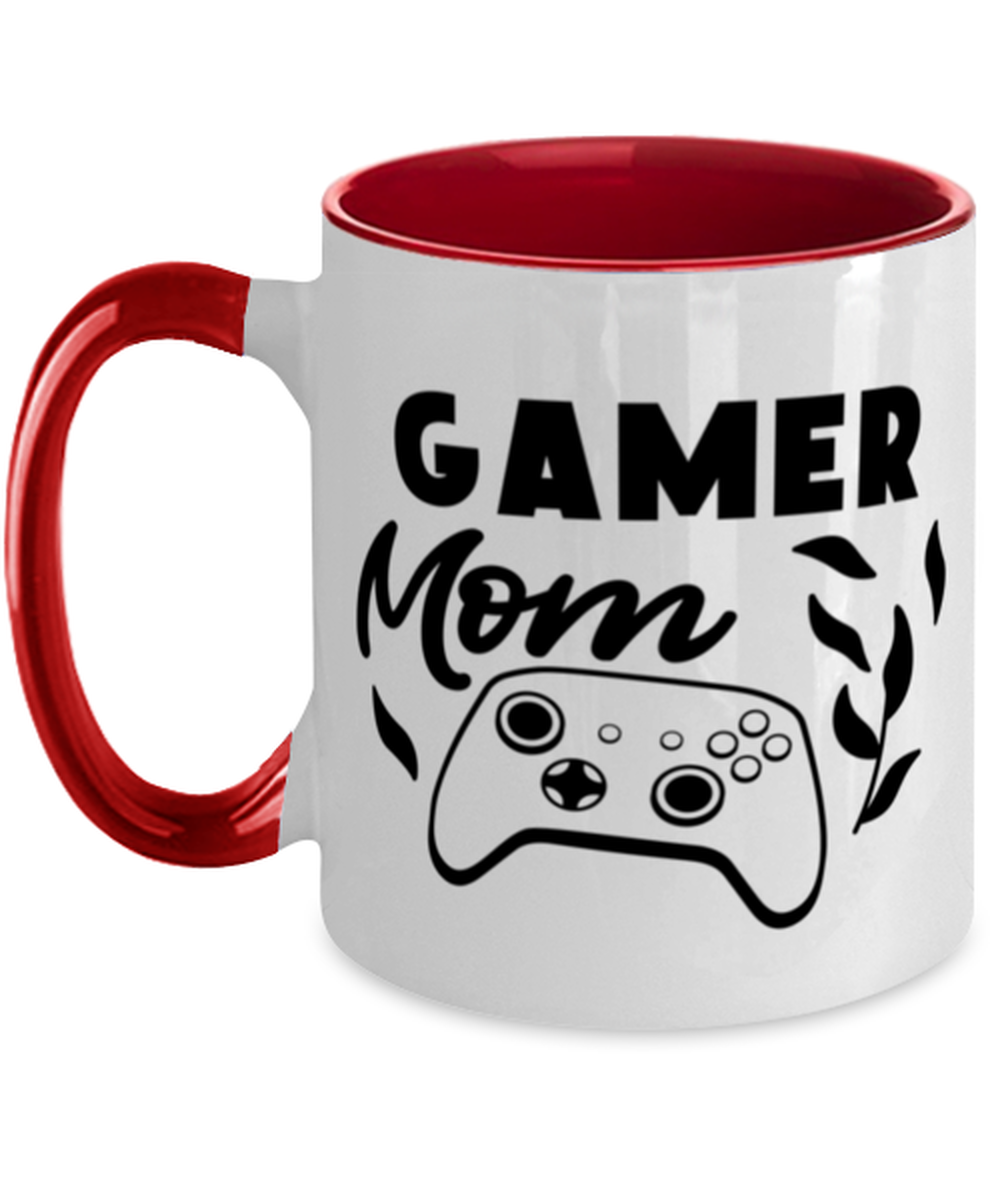 Gamer Mom , red Two Tone Coffee Mug. Model 60075