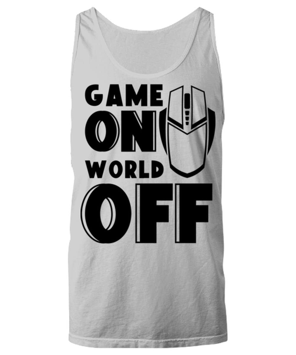 Game on world off , ash Unisex Tanktop. Model 60077
