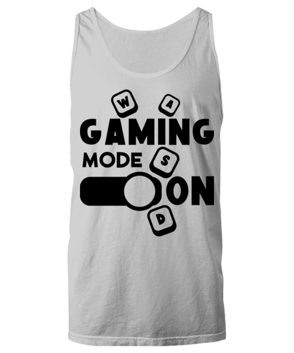 Gaming mode on , ash Unisex Tanktop. Model 60077