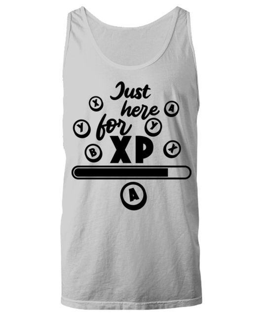 Just here for XP , ash Unisex Tanktop. Model 60077