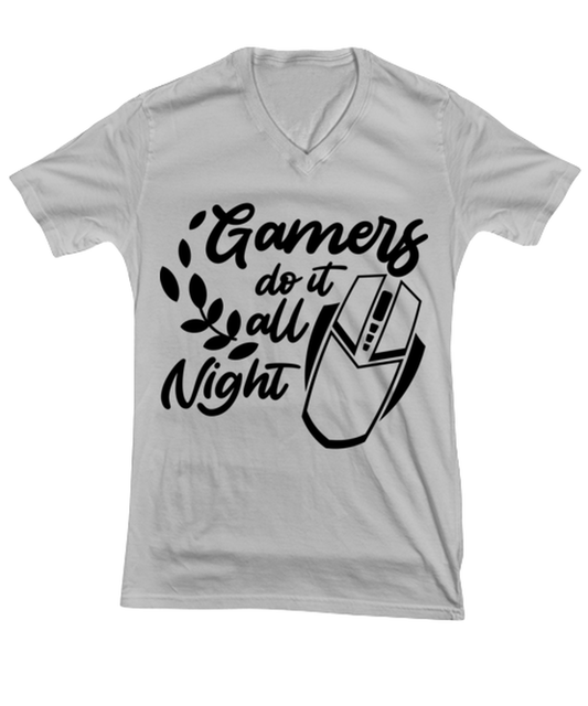 Gamers do it all night , ash Vneck Tee. Model 60077