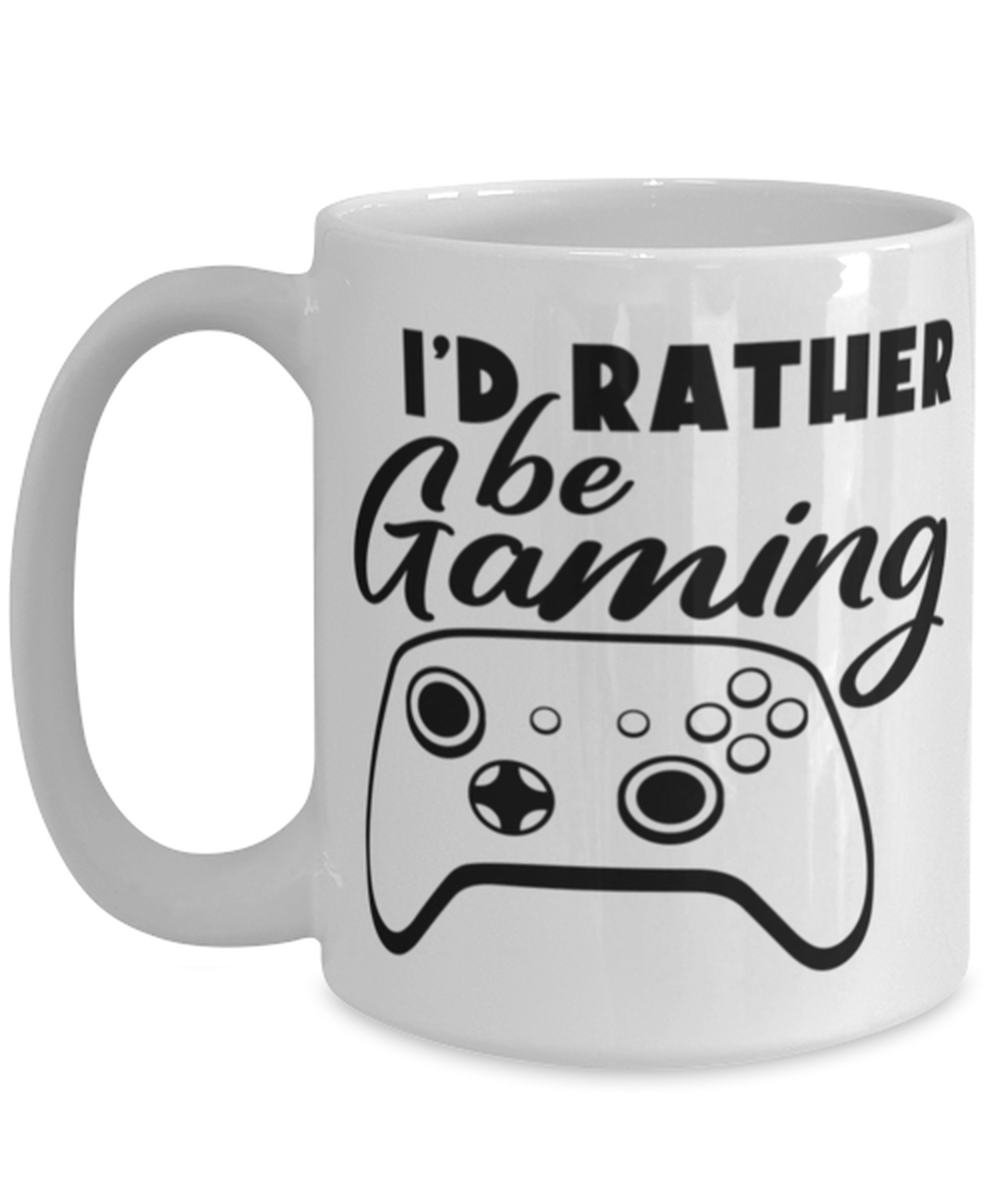 I'd rather be gaming , white Coffee Mug, Coffee Cup 15oz. Model 60075