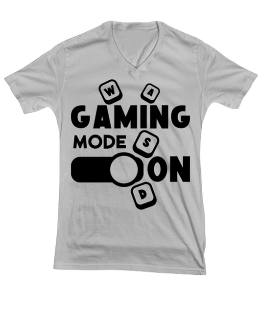 Gaming mode on , ash Vneck Tee. Model 60077