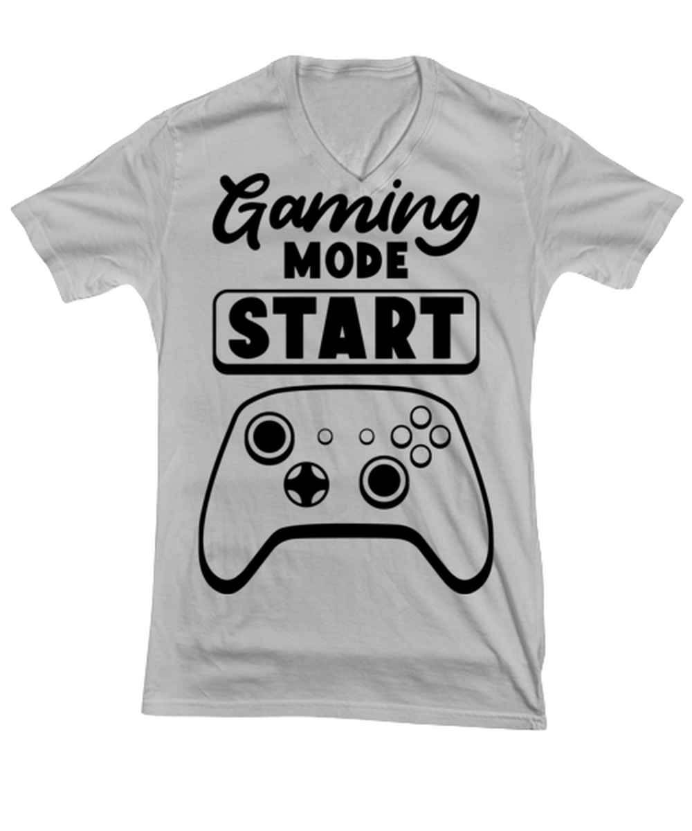 Gaming mode start , ash Vneck Tee. Model 60077