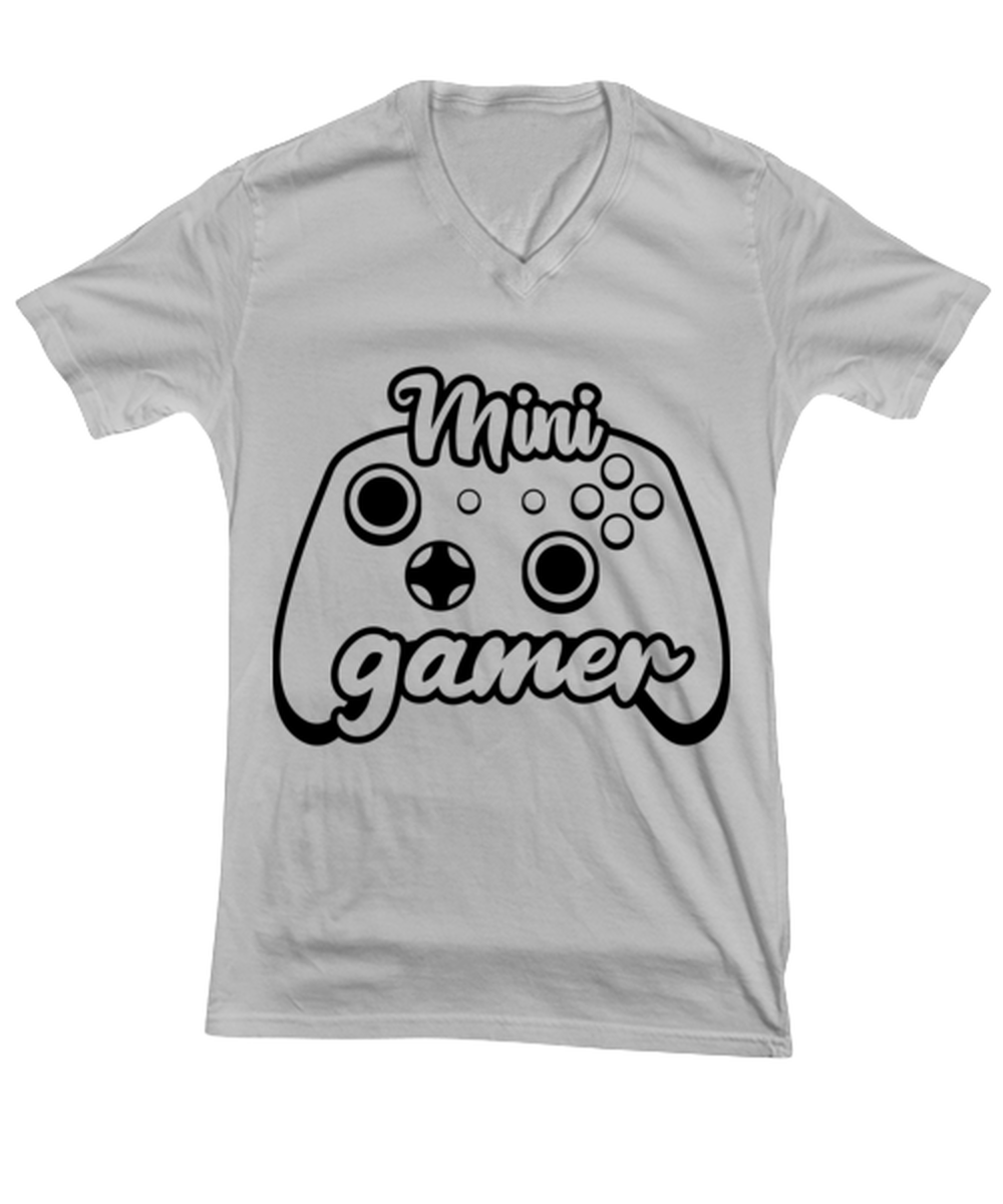 Mini gamer , ash Vneck Tee. Model 60077