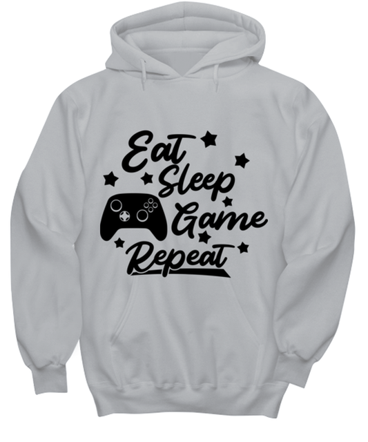 Eat-sleep-game-repeat , ash Hoodie. Model 60077