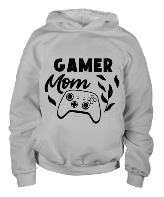 Gamer Mom , ash Youth Hoodie. Model 60077