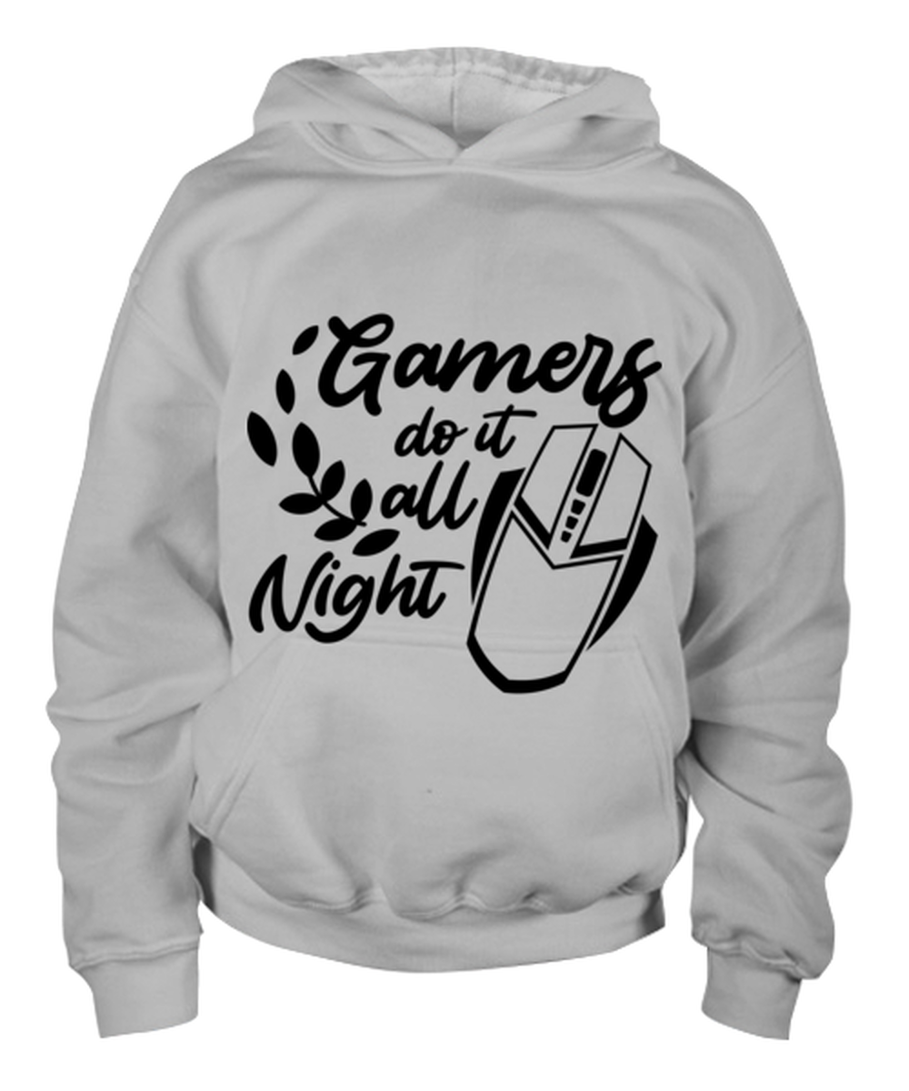 Gamers do it all night , ash Youth Hoodie. Model 60077