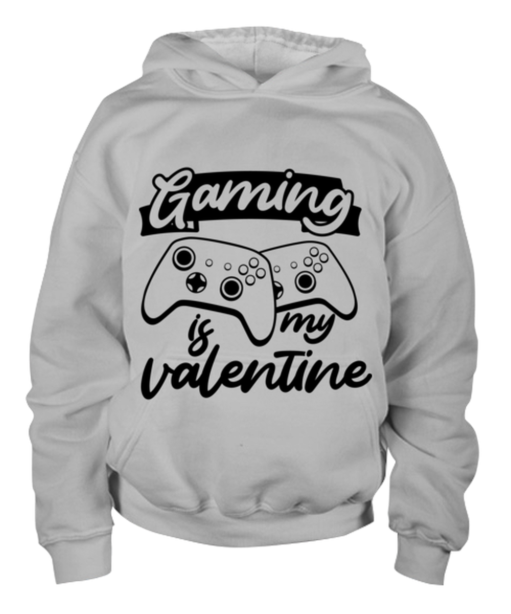 Gaming is my valentine , ash Youth Hoodie. Model 60077