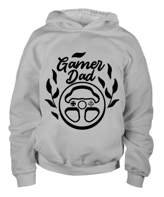 Gamer Dad , ash Youth Hoodie. Model 60077