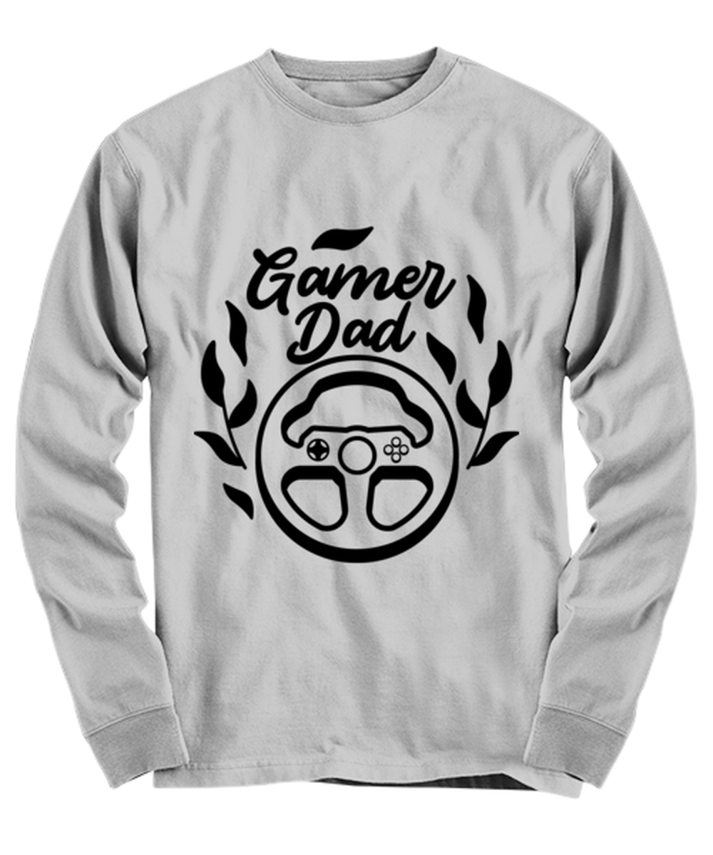 Gamer Dad , ash Long Sleeve Tee. Model 60077