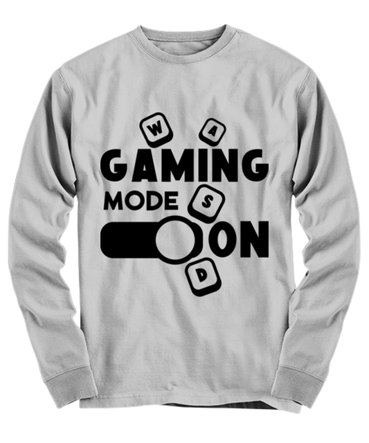 Gaming mode on , ash Long Sleeve Tee. Model 60077
