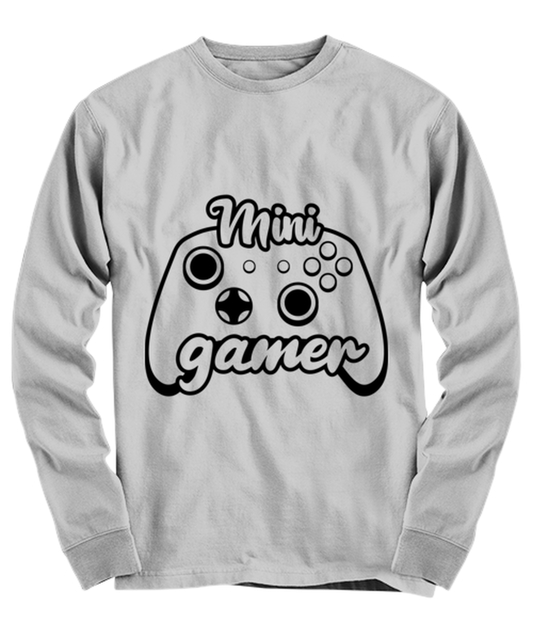 Mini gamer , ash Long Sleeve Tee. Model 60077