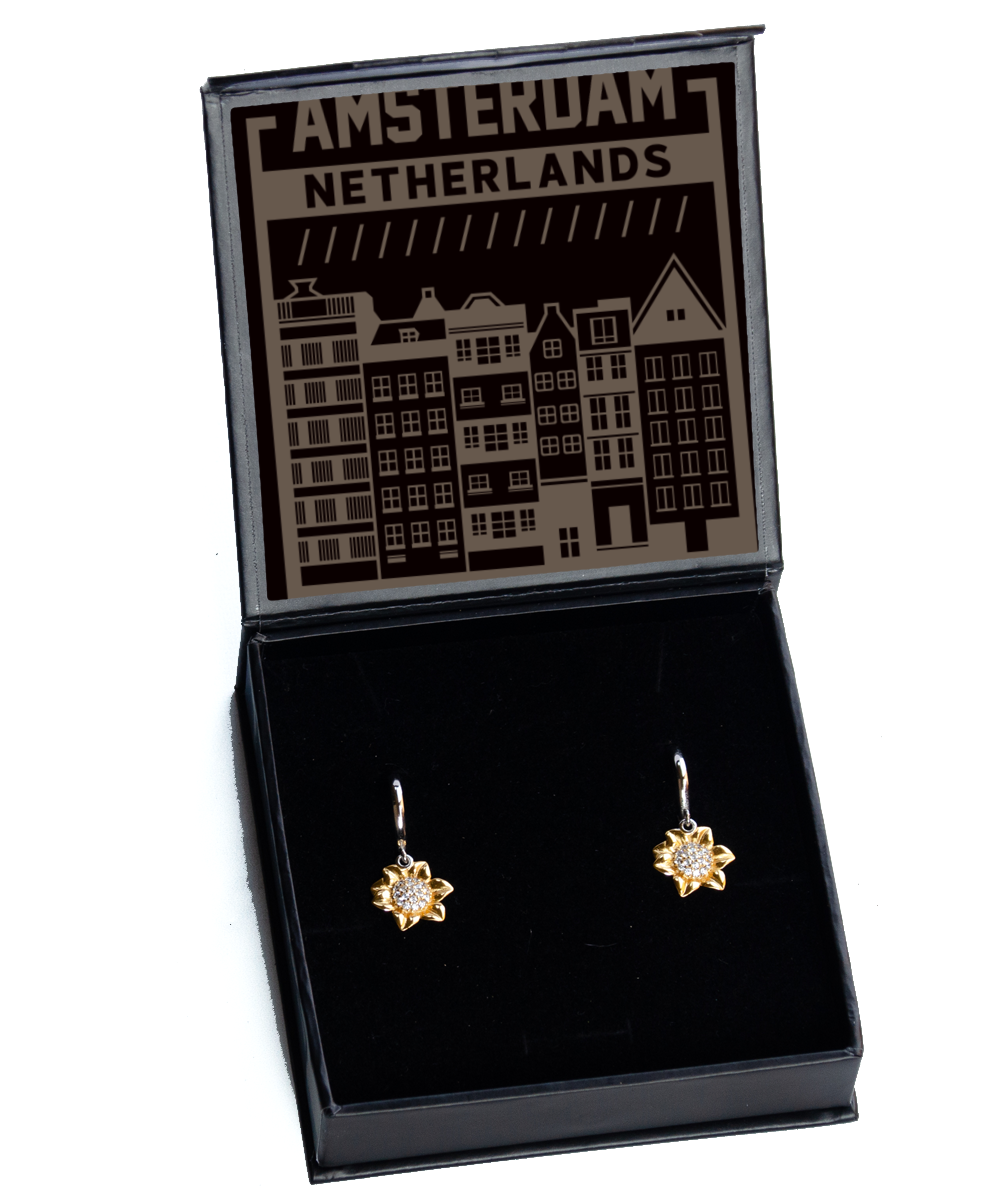 Amsterdam,  Sunflower Earrings. Model 60083